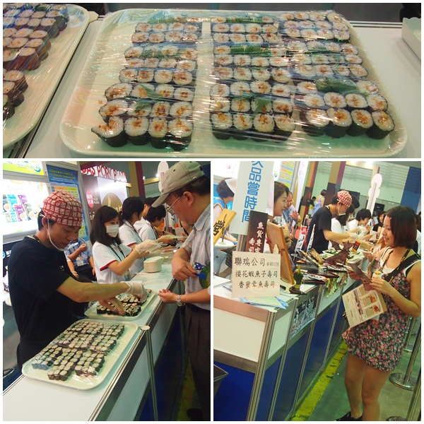 在冷冻水产公会举办的试吃活动-樱花虾鱼子寿司及香蜜章鱼寿司 